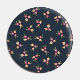 Ditsy Flowers Pink on Blue Pin