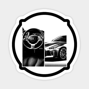 NISSAN GT-R R35 Black 'N White 5 (Black Version) Magnet