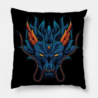 chinese blue dragon Pillow