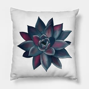 Colorful Succulent - Magenta and Gray Blue Pillow