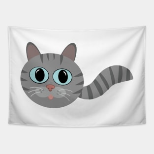 Grey Tabby Bubble Cat with Tail Tapestry