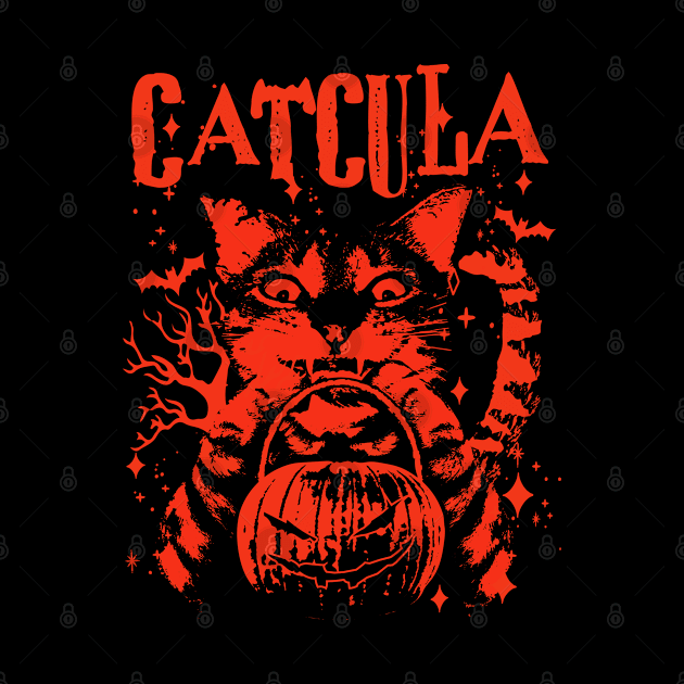 CATCULA Funny CAT Vampire Dracula Halloween by PunnyPoyoShop