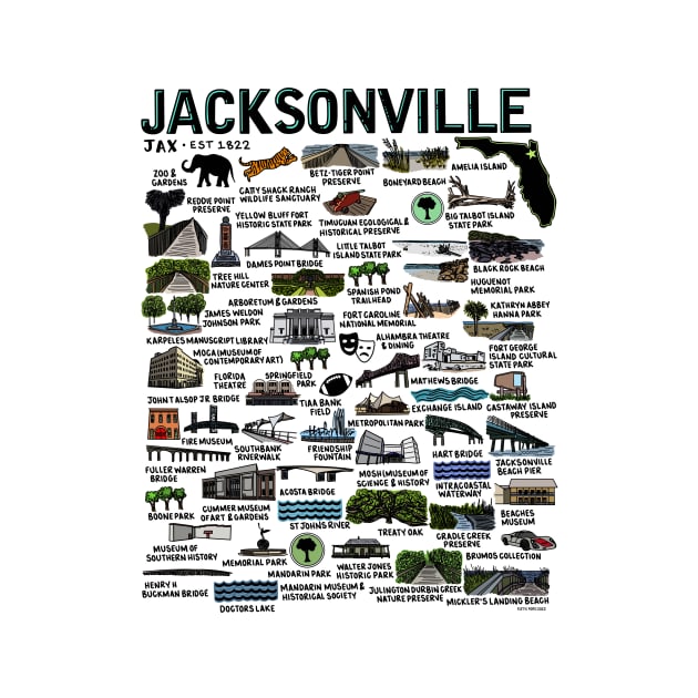 Jacksonville Florida Map by fiberandgloss