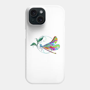 Mosaic dragonfly in circle Phone Case