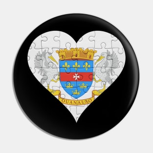 St Barts Jigsaw Puzzle Heart Design - Gift for St Barts With Saint Barthelemy Roots Pin