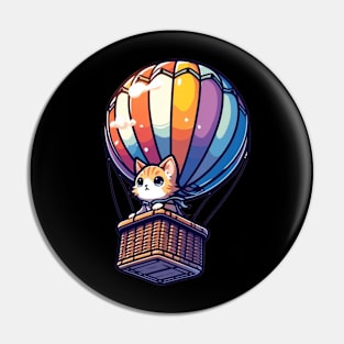 Kitten Lover Hot Air Balloon Ride Japanese Cat Humor Pin