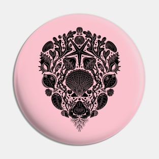 Deep Sea Damask black Pin