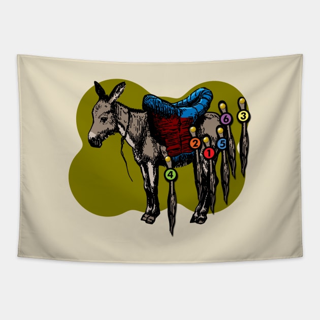 Retro Pin the Tail on the Donkey Tapestry by GloopTrekker