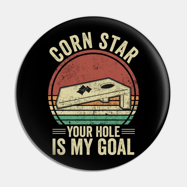 Corn Star Funny Cornhole Player Pin by Visual Vibes