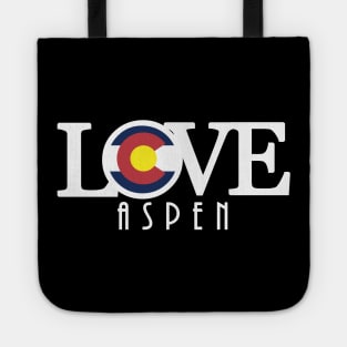 LOVE Aspen (long white text) Tote