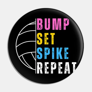 Bump Set Spike Repeat Volleyball For Girls Teens Women Pin