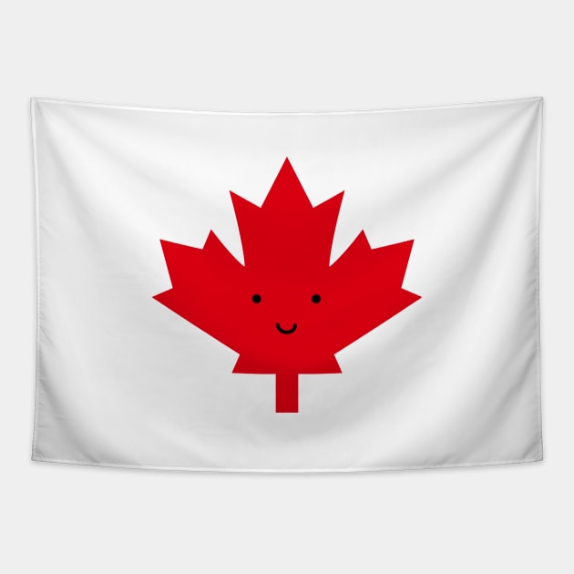 Happy Canada Day Red Maple Leaf Tapestry by designminds1