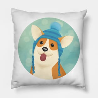 Winter Corgi Pillow