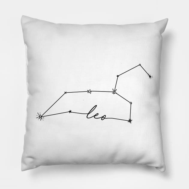 Leo Constellation Zodiac Doodle Pillow by aterkaderk