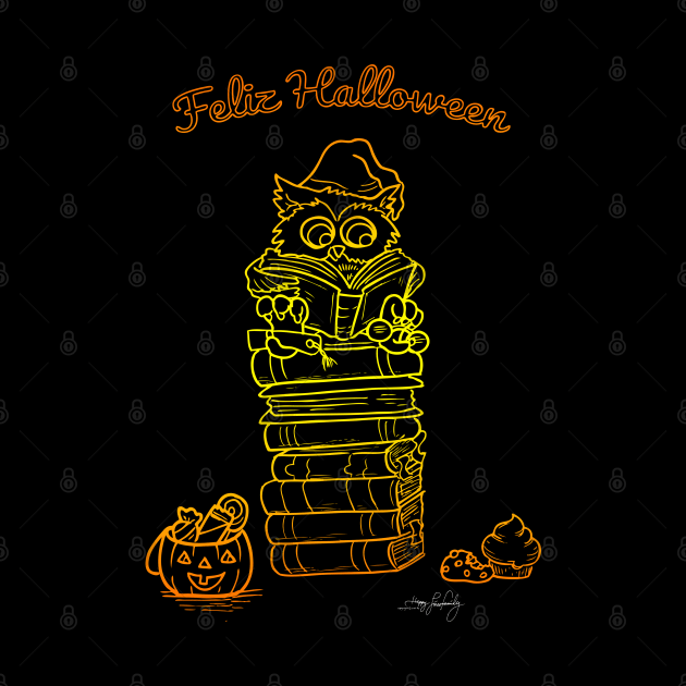 Feliz Halloween búho by Happy Lines Family