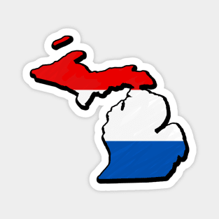 Red, White, and Blue Michigan Outline Magnet