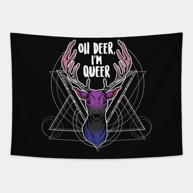 Genderfluid Oh Deer I'm Queer Tapestry by Psitta