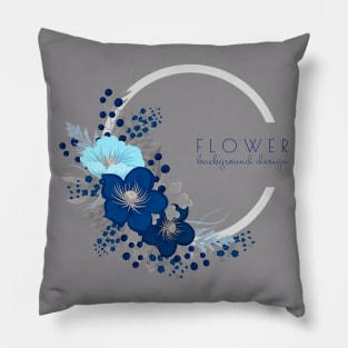 blue flower wreath Pillow