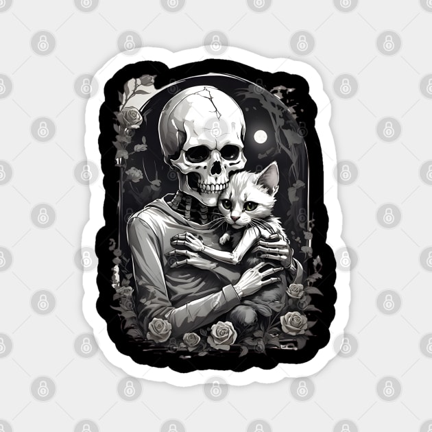 Skeleton Cuddle Cat Magnet by VisionDesigner