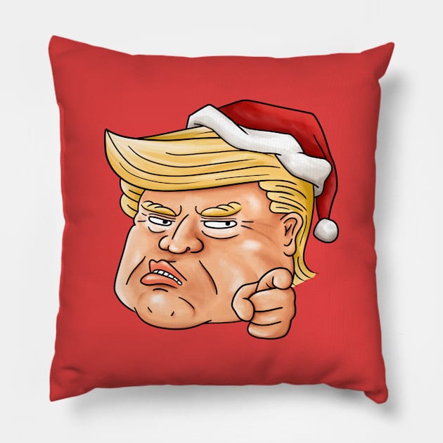 Grumpy Trump Santa Hat Pillow by Takeda_Art