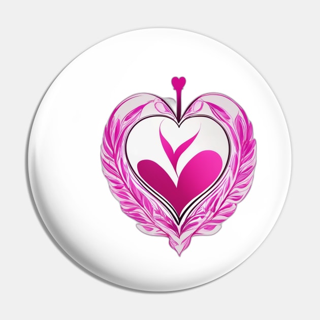 Vivid Pink Feathered Heart Design No. 703 Pin by cornelliusy