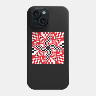 Red Black and White Checkered Pinwheel Optical Illusion Phone Case