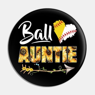 Cute Ball Auntie Sunflower Tshirt Baseball Softball Aunt Shirts For Women Mothers Day Pin