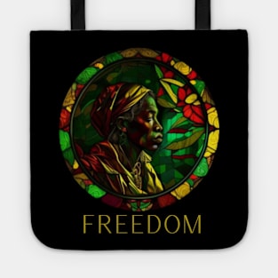 juneteenth, stained glass, african american girl, gift present ideas Tote