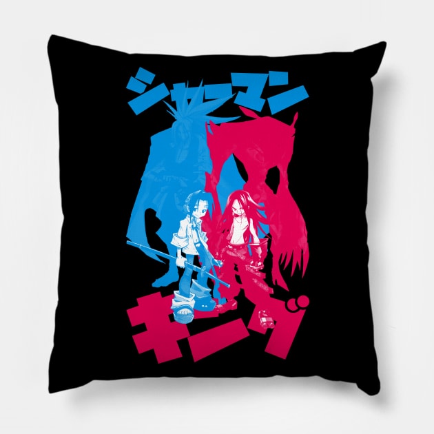 Shaman Bros (dark) Pillow by geekingink