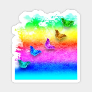 Painted rainbow butterflies Magnet