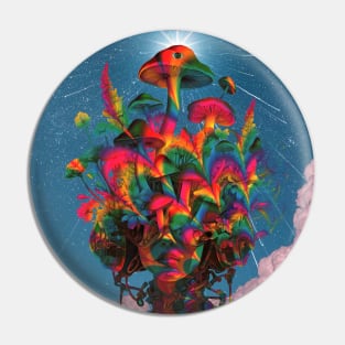 Psychedelic Floral mushroom Head Pin