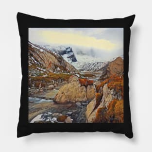 Hiking in the mountains in Switzerland Pillow