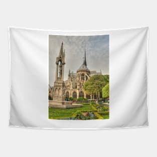 Notre Dame .. Garden Fountain view Tapestry