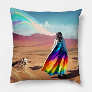 Rainbow on barren land Pillow