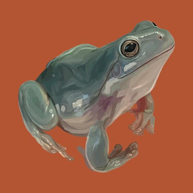 Happy Australian Green Tree Frog by Art by Deborah Camp