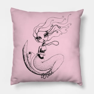 Mermaid Sketches Series: Mermaid in Pearls Pillow