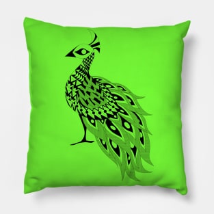 green bird peacock ecopop Pillow