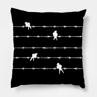 White Birds on Wire Pillow