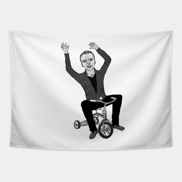 Nicolas Cage on a Tricycle Tapestry by prettyprettyugly