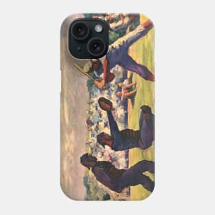 Vintage Sports Baseball Players in a Game Phone Case