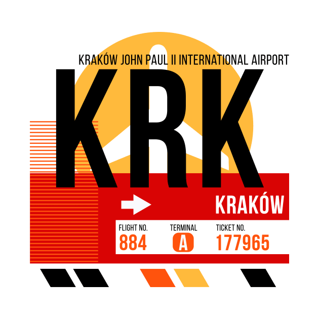 Krakow (KRK) Airport // Sunset Baggage Tag by Now Boarding