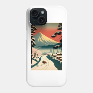 Christmas Time Winter Walk Ukiyo e Art Phone Case