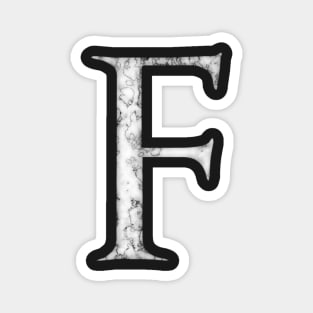 F in Roman White Marble Latin Alphabet Letter Sticker Magnet