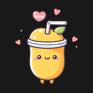 Cute Kawaii Mango Milkshake with Hearts | Kawaii Food Art for Kawaii Lovers T-Shirt