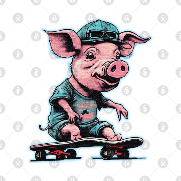 Skateboarding pig by JnS Merch Store