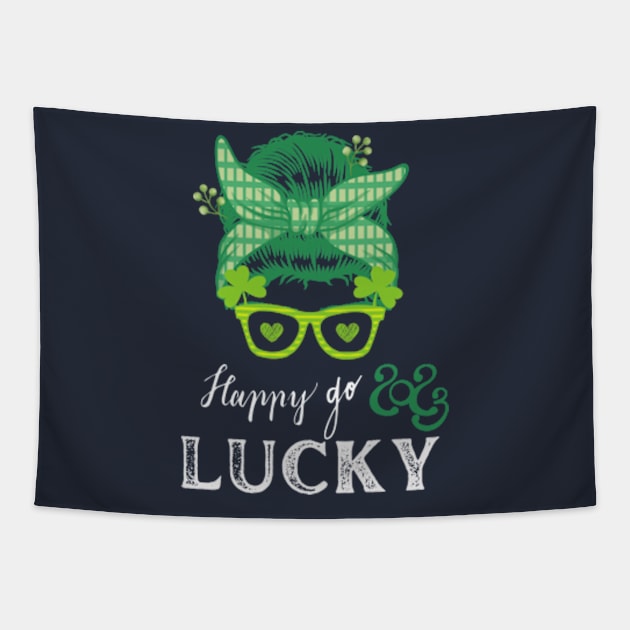 Women Happy Go Lucky Shamrock St Patrick's Day 2023 Tapestry by Adam4you