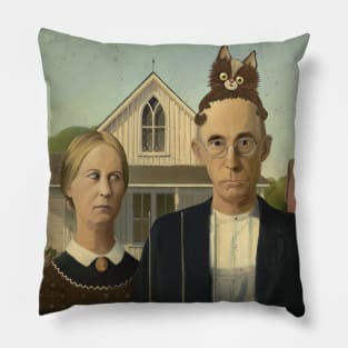 Classic Gothic Cat Comb-Over Pillow