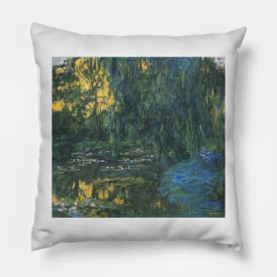 Water Lily Pond and Weeping Willow - Claude Monet Pillow