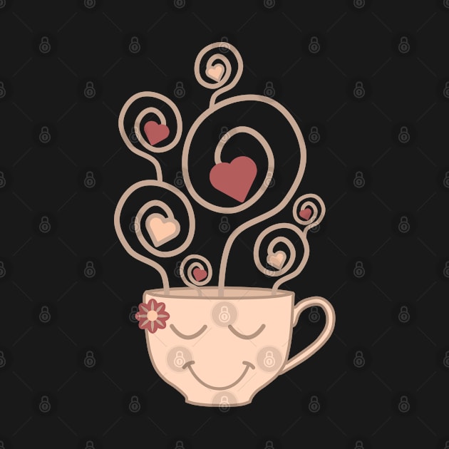 Smiling Face Cup Steam with Love Hearts – Valentine by Jahmar Anderson