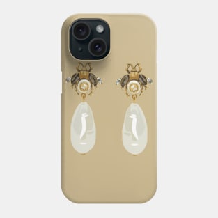 Fashion illustration- Pair of bee pearl earrings Phone Case
